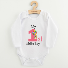 NEW BABY Baba body nyomtatással New Baby My first birthday pink kombidressz, body