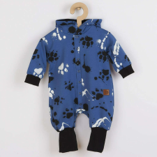 NEW BABY Baba pamut kezeslábas kapucnival fülekkel New Baby mancsát kék babakabát, overál, bundazsák