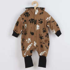 NEW BABY Baba pamut kezeslábas kapucnival fülekkel New Baby mancsát mustárszín babakabát, overál, bundazsák