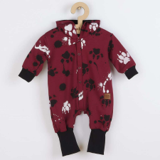 NEW BABY Baba pamut kezeslábas kapucnival fülekkel New Baby mancsát sötét rózsaszín babakabát, overál, bundazsák