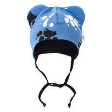 NEW BABY Baba pamut sapka fülekkel New Baby Paw kék 62 (3-6 h)