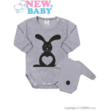 NEW BABY Csecsemő body hossú ujj New Baby Állat Nyuszi szürke kombidressz, body