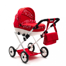 NEW BABY Játék babakocsi - New Baby COMFORT piros virágokkal fehér játék babakocsi