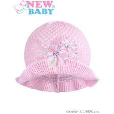 NEW BABY Kötött kalap New Baby rózsaszín - fehér babasapka, sál