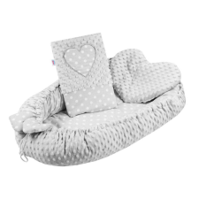 NEW BABY Luxus babafészek párnával és paplannal New Baby Szívecske szürke babafészek