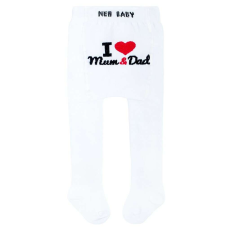 NEW BABY Pamut harisnyanadrág New Baby fehér I Love Mum and Dad, vel. 56 (0-3 h)