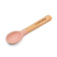 NEW BABY Szilikon kanál fa nyéllel New Baby rózsaszín babaétkészlet