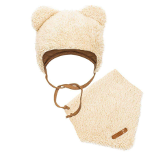 NEW BABY Téli baba sapka és nyakba való kendő New Baby Teddy bear bézs 80 babasapka, sál