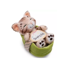 NICI Green Szunyókáló bengáli cica kosárban plüss figura 15 cm (49747) plüssfigura