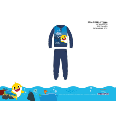 Nickelodeon Baby Shark gyerek pizsama kisfiúknak - jersey pamut pizsama - sötétkék - 104