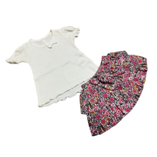 Nicol Lea Lányka Nyári Pamut Szett - Rózsaszín Virágos 74 gyerek ruha szett