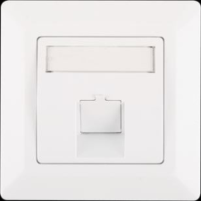Nikomax Fali aljzat kerettel, 80x80mm, 1 portos, fehér kábel és adapter