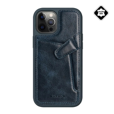 Nillkin AOGE műanyag telefonvédő (valódi bőr hátlap. mikrofiber plüss belső. kártyazseb) SÖTÉTKÉK tok és táska