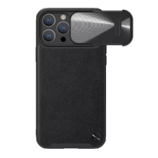 Nillkin CAMSHIELD LEATHER műanyag telefonvédő (ütésállóság. ECO bőr hatású. kameravédő) FEKETE tok és táska