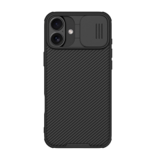 Nillkin CAMSHIELD PRO szilikon telefonvédő (ütésállóság, kameravédő, csíkos) FEKETE Apple iPhone 16 tok és táska