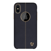 Nillkin ENGLON műanyag telefonvédő (bőr hatású, varrás minta, logó kivágás) FEKETE Apple iPhone X 5.8, Apple iPhone XS 5.8
