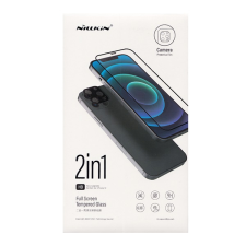 Nillkin képernyővédő üveg 2in1 (3D full cover, íves, karcálló, 0.33mm, 9H + kameravédő fólia) FEKETE Apple iPhone 14 mobiltelefon kellék
