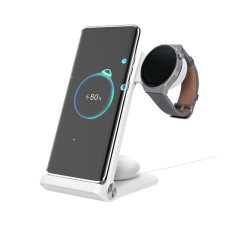 Nillkin PowerTrio 3in1 tripla vezeték nélküli töltő Samsung Watch okosórákhoz, fehér okosóra kellék