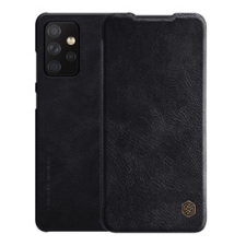Nillkin Qin bőrhatású flip mobiltelefon tok - fekete (Samsung Galaxy A72) tok és táska