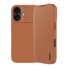 Nillkin Qin Pro flip tok kameravédővel iPhone 17 világosbarna GP-176567 tok és táska