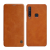 Nillkin QIN tok álló, bőr hatású (FLIP, oldalra nyíló, bankkártya tartó) BARNA [Samsung Galaxy A9 (2018) SM-A920] (5996457838042)