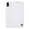 Nillkin QIN tok álló, bőr hatású (FLIP, oldalra nyíló, bankkártya tartó) FEHÉR [Apple iPhone XS Max 6.5] (5996457808656)