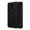 Nillkin QIN tok álló, bőr hatású (FLIP, oldalra nyíló, bankkártya tartó) FEKETE [Samsung Galaxy A6+ (2018) SM-A605F] (5996457768615)