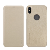 Nillkin SPARKLE műanyag telefonvédő (bőr hatású FLIP, oldalra nyíló, logó kivágás) ARANY Apple iPhone XS Max 6.5