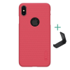 Nillkin Super Frosted Apple iPhone XS Max 6.5 műanyag telefonvédő (gumírozott,  logo kivágás + asztali tartó) piros