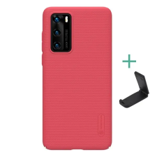 Nillkin Super Frosted Huawei P40 műanyag telefonvédő (gumírozott, érdes felület + asztali tartó) piros tok és táska