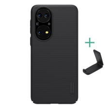 Nillkin Super Frosted Huawei P50 műanyag telefonvédő (gumírozott, érdes felület + asztali tartó) fekete tok és táska