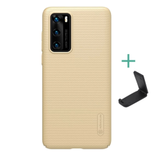 Nillkin SUPER FROSTED műanyag telefonvédő (gumírozott, érdes felület + asztali tartó) ARANY tok és táska
