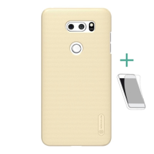 Nillkin SUPER FROSTED műanyag telefonvédő (gumírozott, érdes felület + képernyővédő fólia) ARANY tok és táska