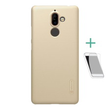 Nillkin SUPER FROSTED műanyag telefonvédő (gumírozott, érdes felület + képernyővédő fólia) ARANY tok és táska