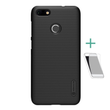 Nillkin SUPER FROSTED műanyag telefonvédő (gumírozott, érdes felület + képernyővédő fólia) FEKETE Huawei P9 Lite Mini tok és táska