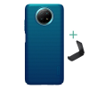 Nillkin Super Frosted Xiaomi Redmi Note 9 5G műanyag telefonvédő (gumírozott, érdes felület + asztali tartó) sötétkék
