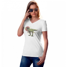 Ninja T-rex - Női V-Nyakú Póló női póló