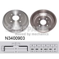 NIPPARTS fékdob Nipparts N3400903 autóalkatrész