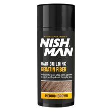 Nish Man Keratin Fiber hajdúsító és színező, középbarna, 20g hajformázó