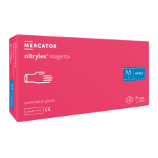 Nitrylex® magenta púdermentes nitril vizsgálókesztyű - M, Nitril, 100 védőkesztyű