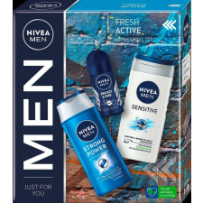 Nivea MEN Fresh Active ajándékcsomag (tusfürdő&amp;golyós deo&amp;sampon) kozmetikai ajándékcsomag