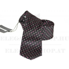  NM slim szövött nyakkendő - Fekete-rózsaszín pöttyös nyakkendő