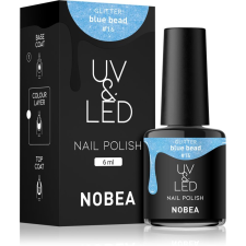 NOBEA UV & LED Nail Polish gél körömlakk UV / LED-es lámpákhoz fényes árnyalat Blue bead #16 6 ml körömlakk