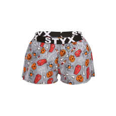  Női bő szárú boxeralsók Styx art sportos gumipánt Halloween koporsó (T1752) M