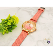  Női divatkaróra színátmenetes számlap körbe mozgó kristályok-pink karóra