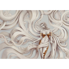  Női falfestmény virágos fali dekorációval, 300 x 250 cm tapéta, díszléc és más dekoráció