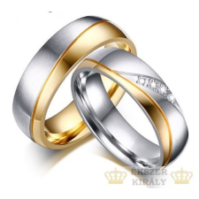  Női jegygyűrű, karikagyűrű, rozsdamentes acél, aranyszínű, 8-as méret gyűrű