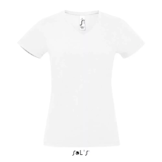  Női MPERIAL V-nyakú rövid ujjú póló, SOLS SO02941, White-L