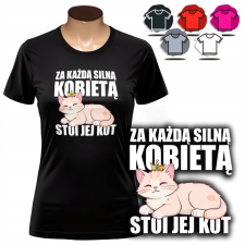 NŐI NYOMTATOTT PÓLÓ - ERŐS NŐ MACSKA KAWAII MINTA - S női póló