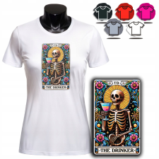 NŐI NYOMTATOTT PÓLÓ - ITAL MINTA CSONTVÁZ TAROT KÁRTYA - XXL női póló